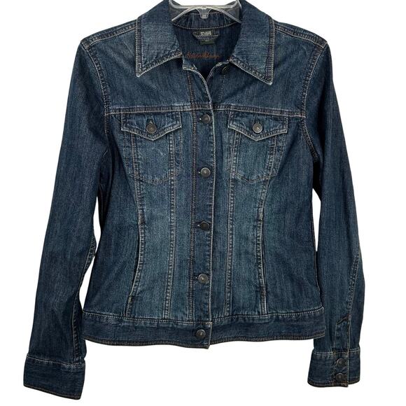 Eddie Bauer Women Denim Jean Jacket Classic Western Boho Minimalist Blue Size XS - Picture 1 of 5